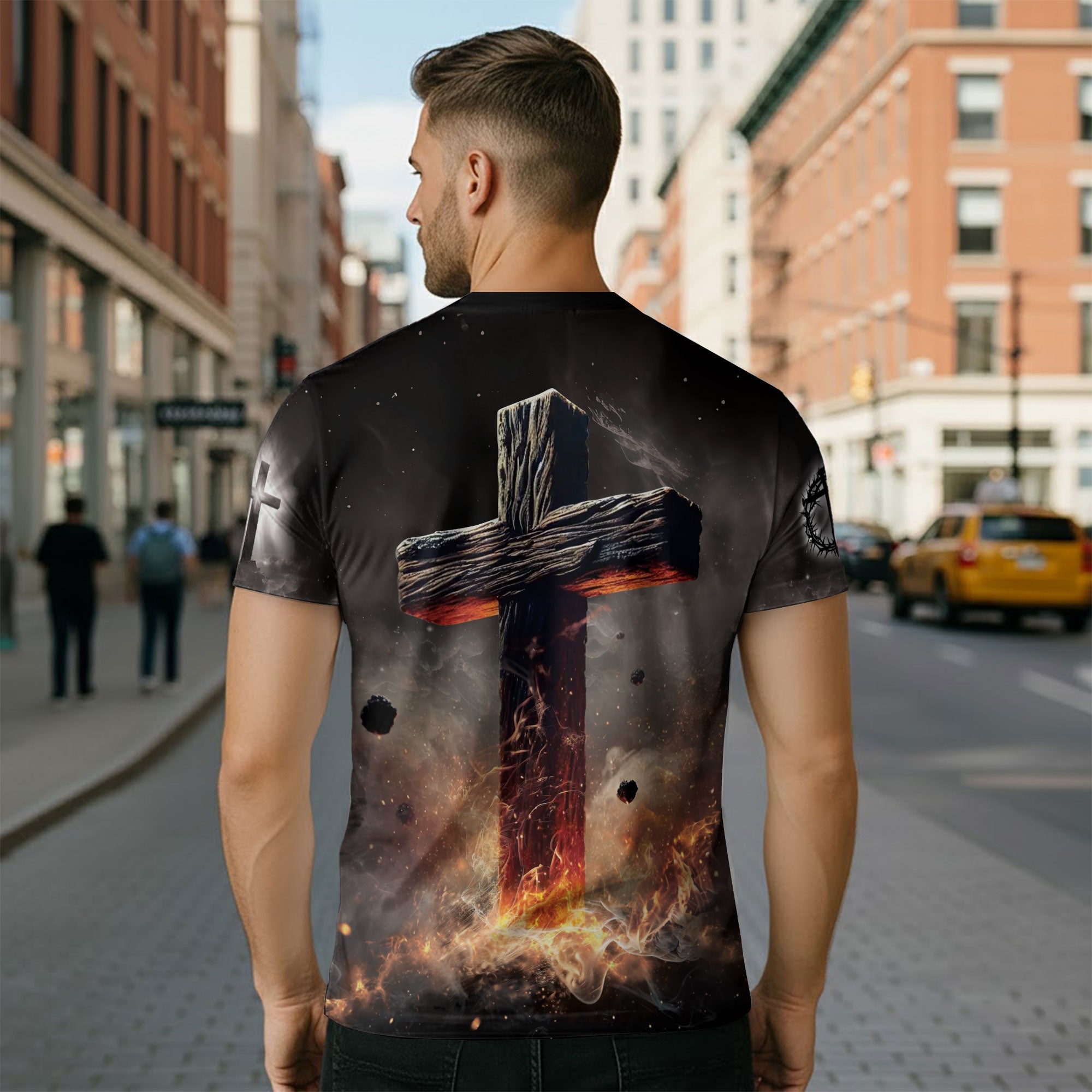 Faith Over Fear T-Shirt – Lion and Cross Full Print Design