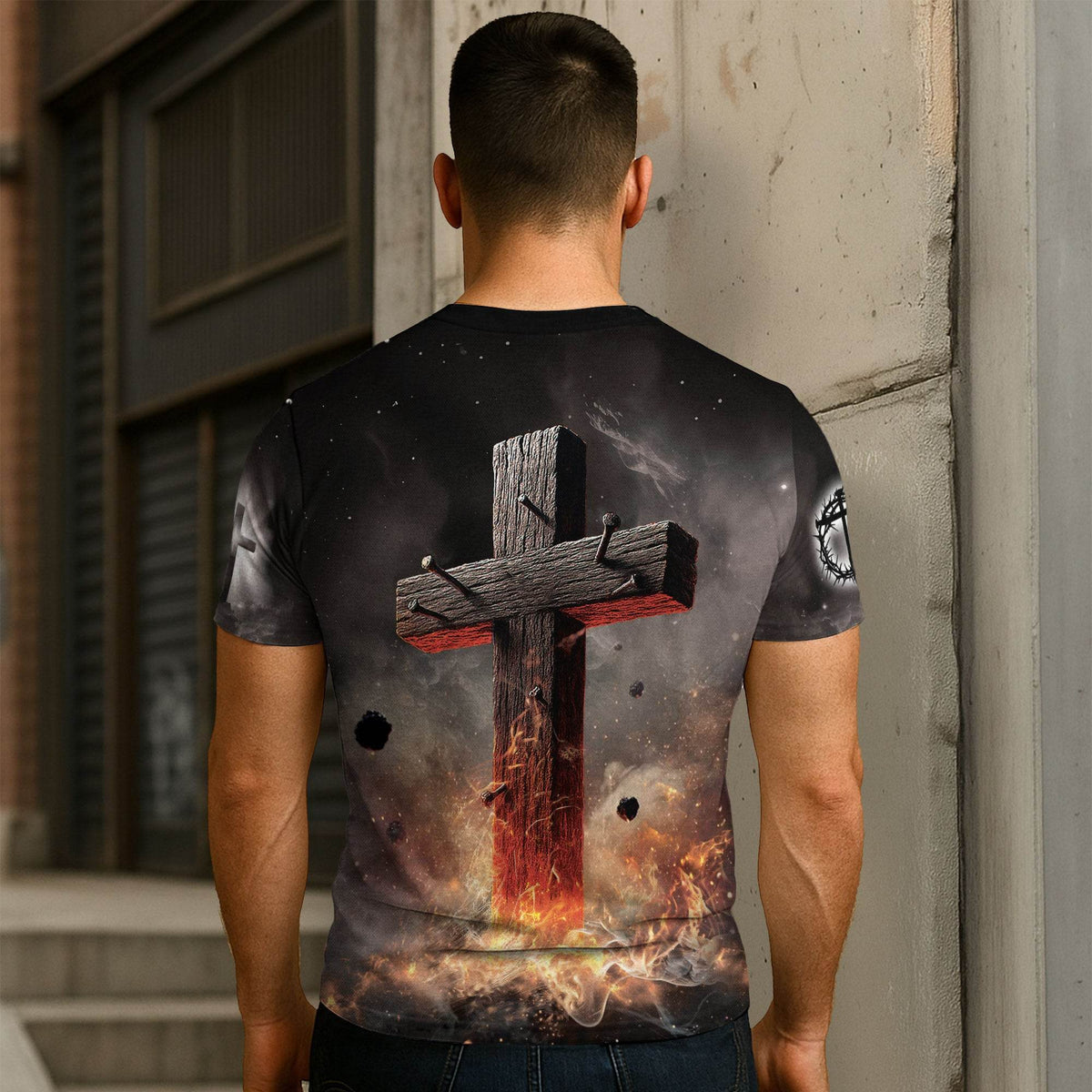 Iron Sharpens Iron Fiery Lion Cross Christian T-Shirt