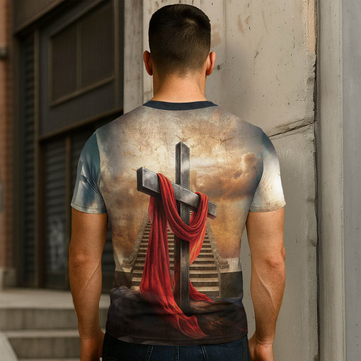 Iron Sharpens Iron Lion Cross Heaven Stairs T-Shirt