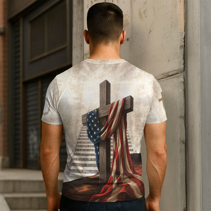 One Nation Under God American Flag Lion Christian T-Shirt