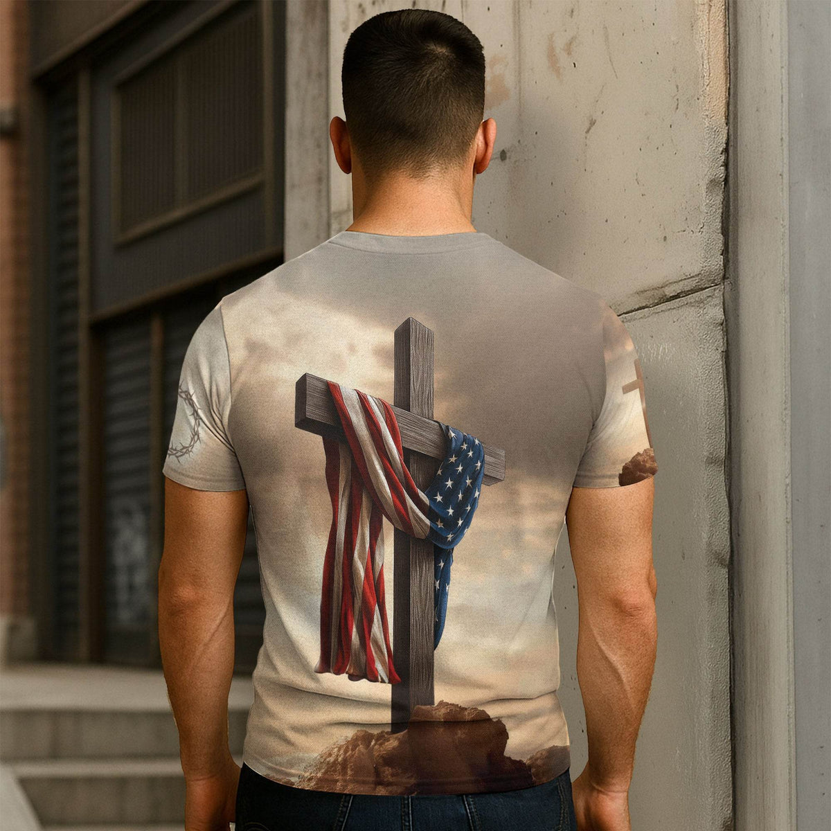 One Nation Under God Sunrise Lion Cross Christian T-Shirt