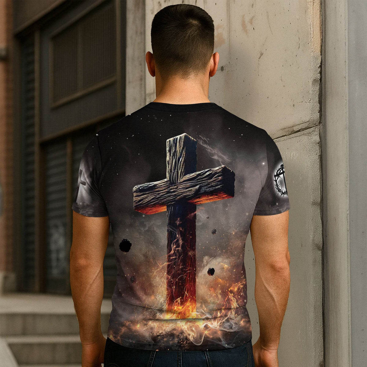 YHWH Lion of Judah & Fiery Cross Christian T-Shirt