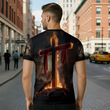 Trust In The Lord Fiery Cross Lion of Judah Christian Warrior T-Shirt