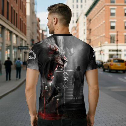 Jesus Is King Cross and Lion Warrior Faith T-Shirt