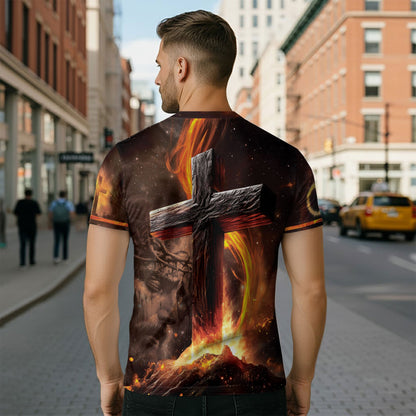 Jesus The Way The Truth The Life Cross & Lion Fire T-Shirt