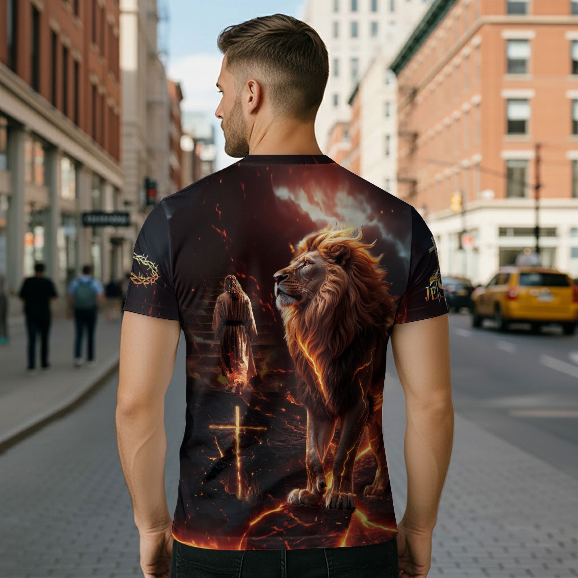 Faith Over Fear Lion of Judah Cross Christian T-Shirt