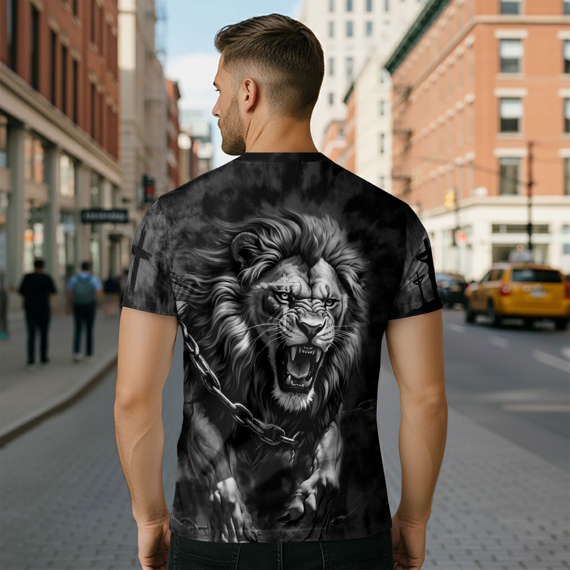 I Can’t But I Know A Guy Jesus Cross Lion Of Judah Black And White Christian T-Shirt