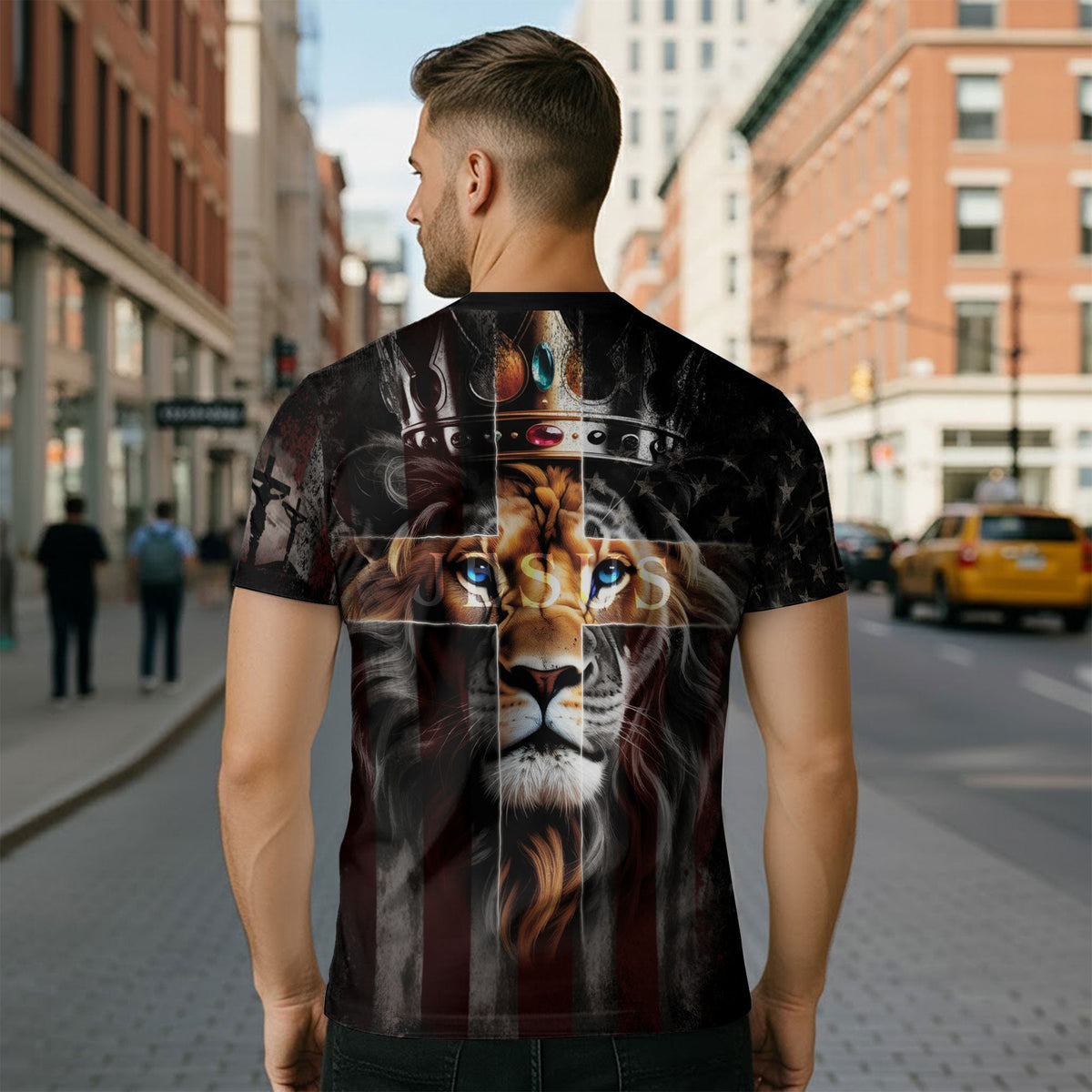 I Can Do All Things Through Christ Lion of Judah American Flag Christian T-Shirt