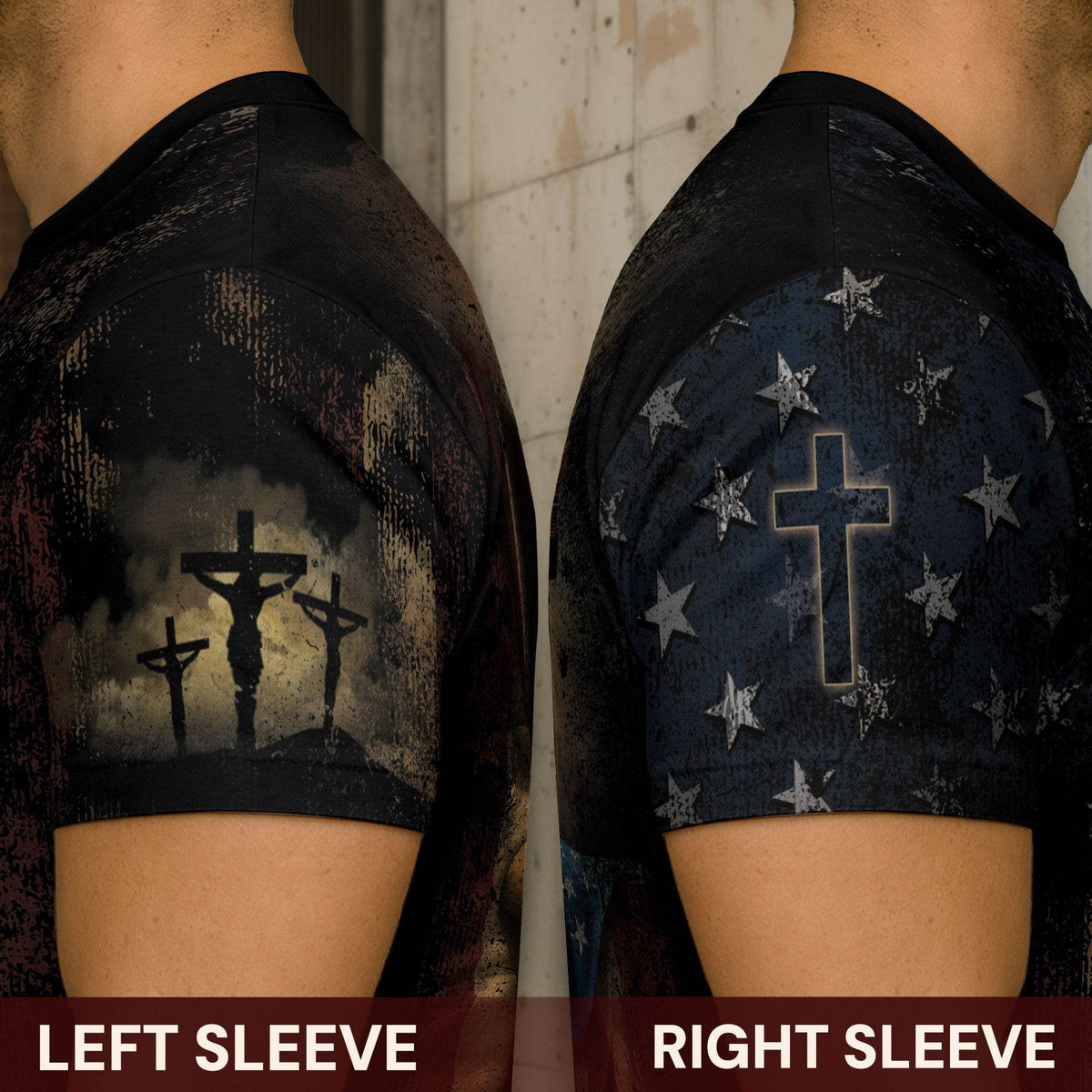 BLESSED | Cross & Crown of Thorns Patriotic Tee