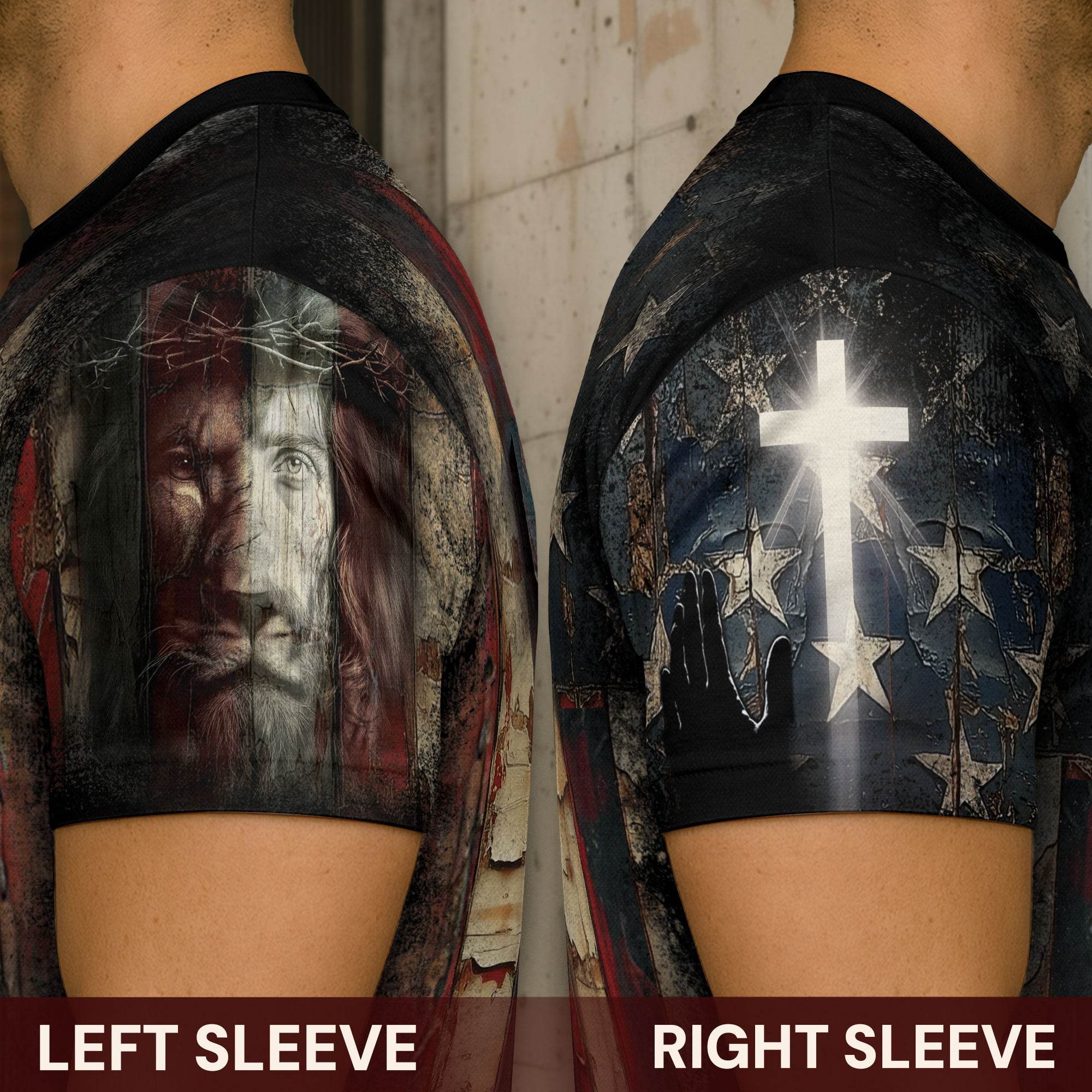 Faith Over Fear Cross Shirt – Rustic American Flag Christian Tee