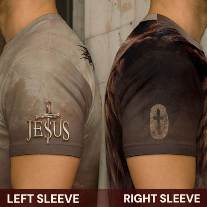 Through Christ I Stand | Lion & Cross Faith Design T-Shirt