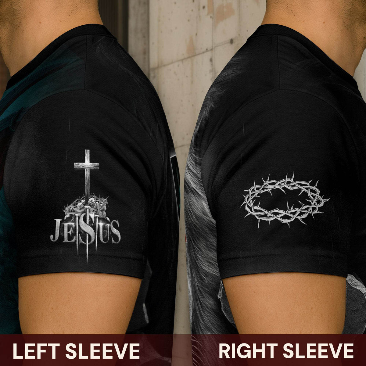 Jesus Is King Lion & Cross Storm Design T-Shirt