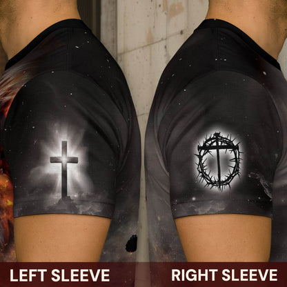 Iron Sharpens Iron Fiery Lion Cross Christian T-Shirt