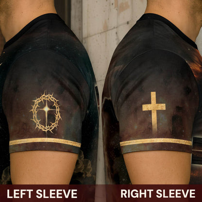 Jesus Is King Glowing Cross Of Light And Lion T-Shirt
