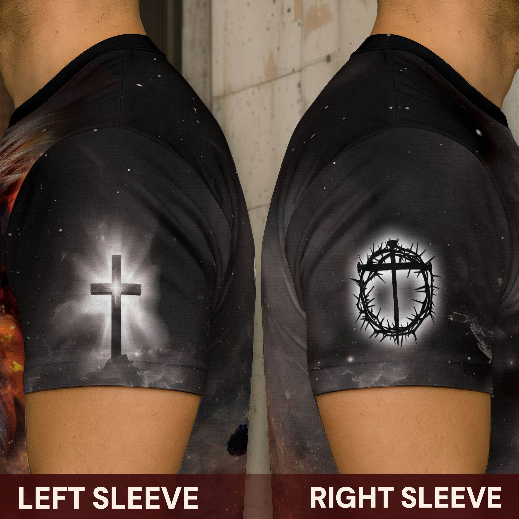 One Nation Under God Fiery Lion Cross Christian T-Shirt