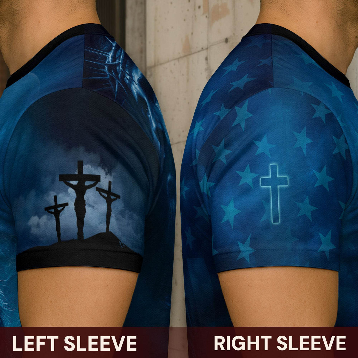 Trust In The Lord Blue Cross & Lion Design T-Shirt