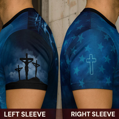 Trust In The Lord Blue Cross & Lion Design T-Shirt