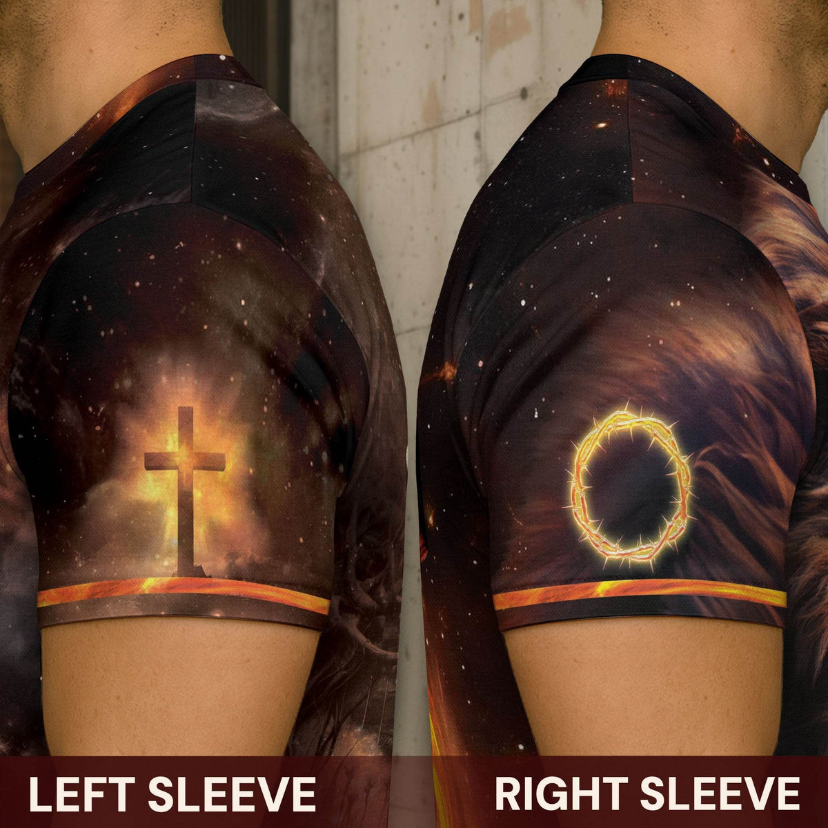 Jesus The Way The Truth The Life Cross & Lion Fire T-Shirt