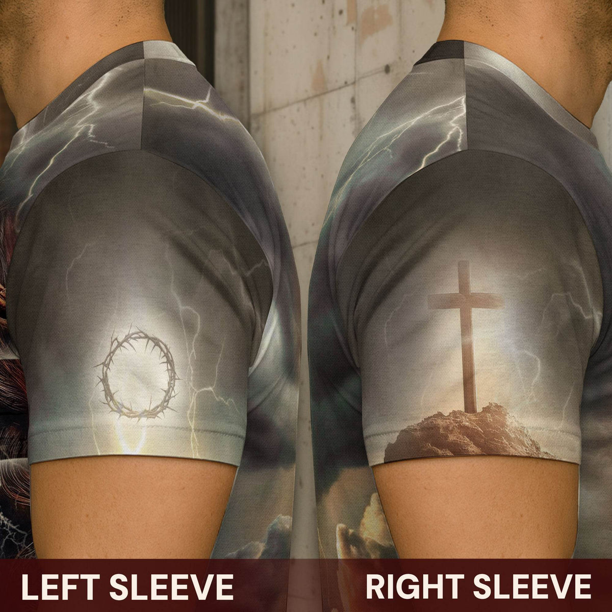 Faith Over Fear Lion & Cross Lightning Christian T-Shirt