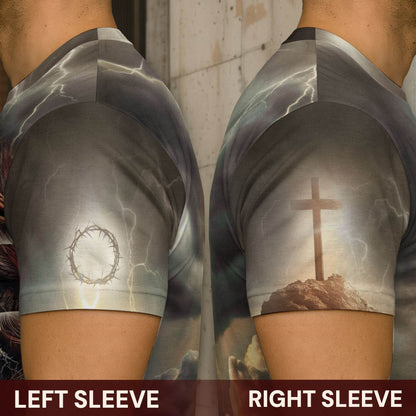 Faith Over Fear Lion & Cross Lightning Christian T-Shirt