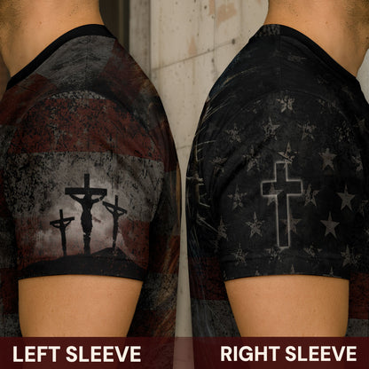 Jesus The Way The Truth The Life Cross American Flag Lion Christian T-Shirt