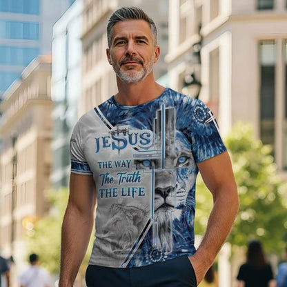 Jesus The Way The Truth The Life Bold Blue Lion Tee (2 Side Version)