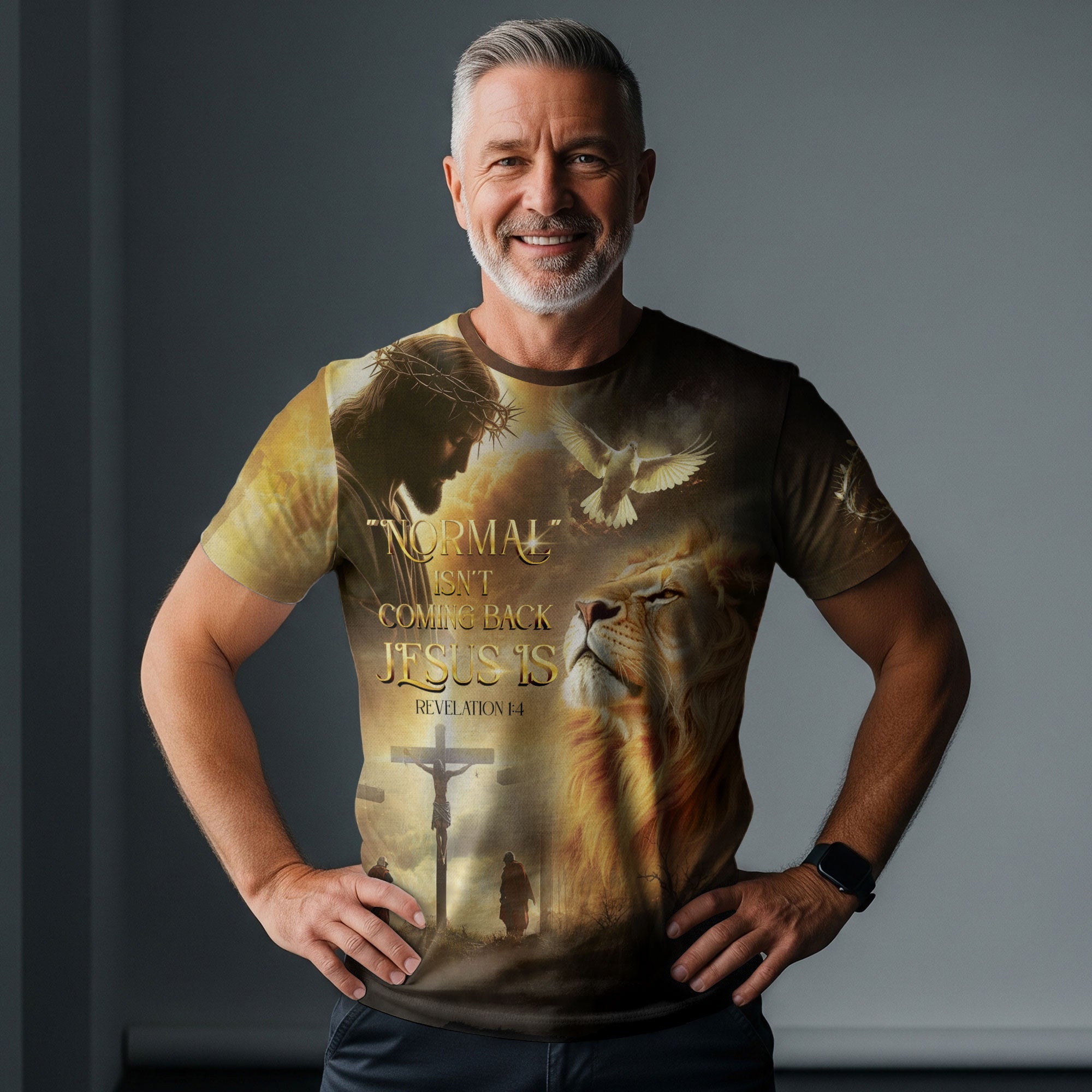 Revelation Light “Jesus Is Coming Back” Lion and Cross Christian T-Shirt