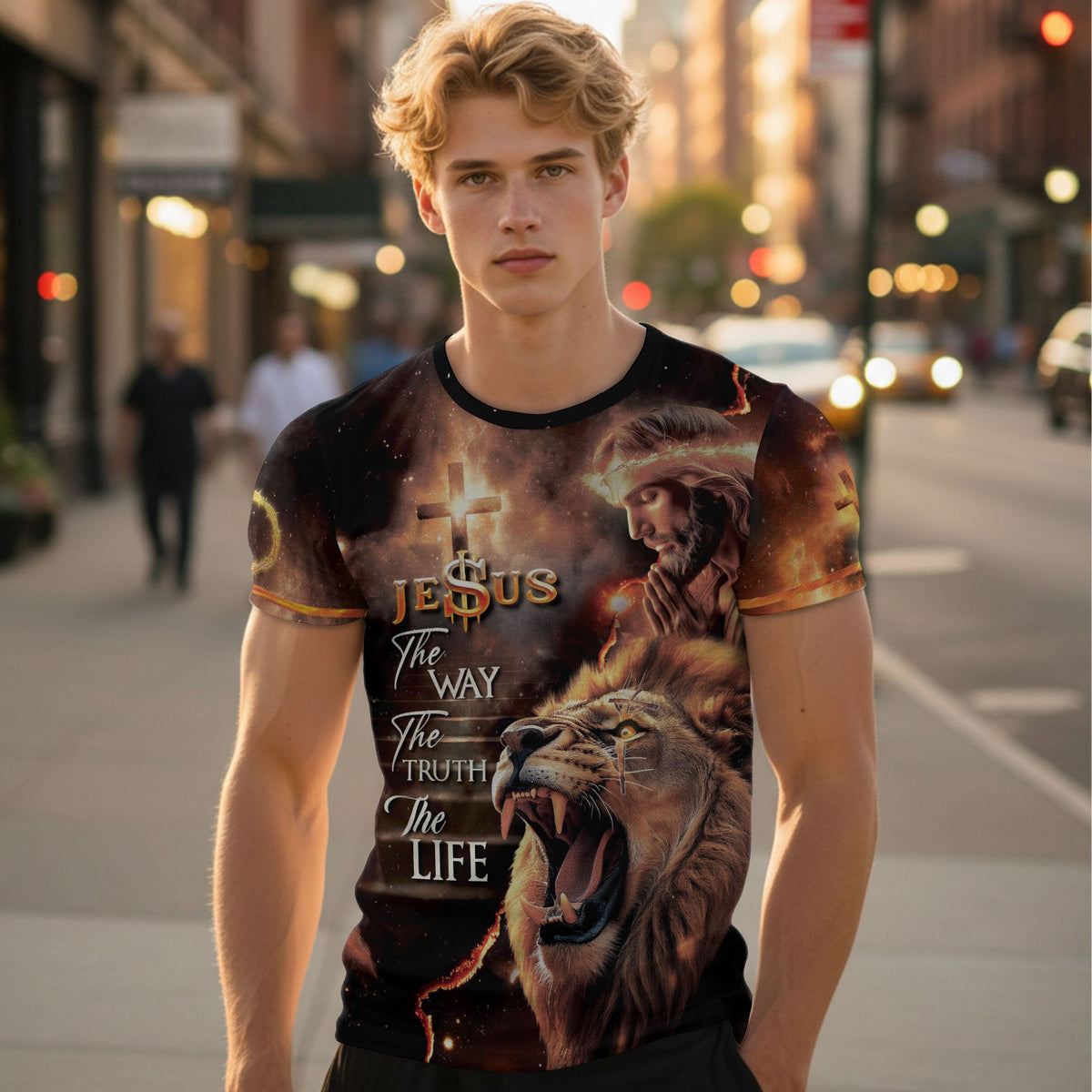 Crown of Thorns Lion Jesus The Way The Truth The Life Christian T-Shirt