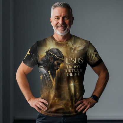 Crown of Thorns Jesus And Lion Of Judah Christian The Way The Truth The Life T-Shirt