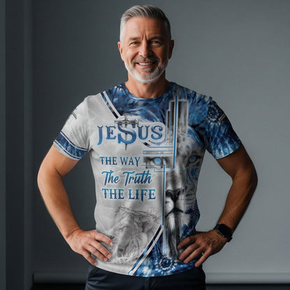 Jesus The Way The Truth The Life Bold Blue Lion Tee (2 Side Version)