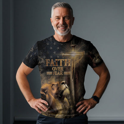 Faith Over Fear | Lion of Judah & Patriot Cross Design