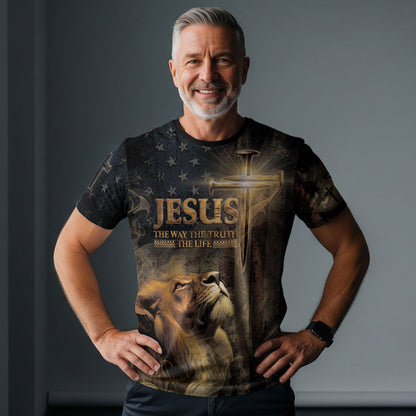 Jesus: Truth & Freedom | Lion, Flag & Cross Patriotic Christian Wear