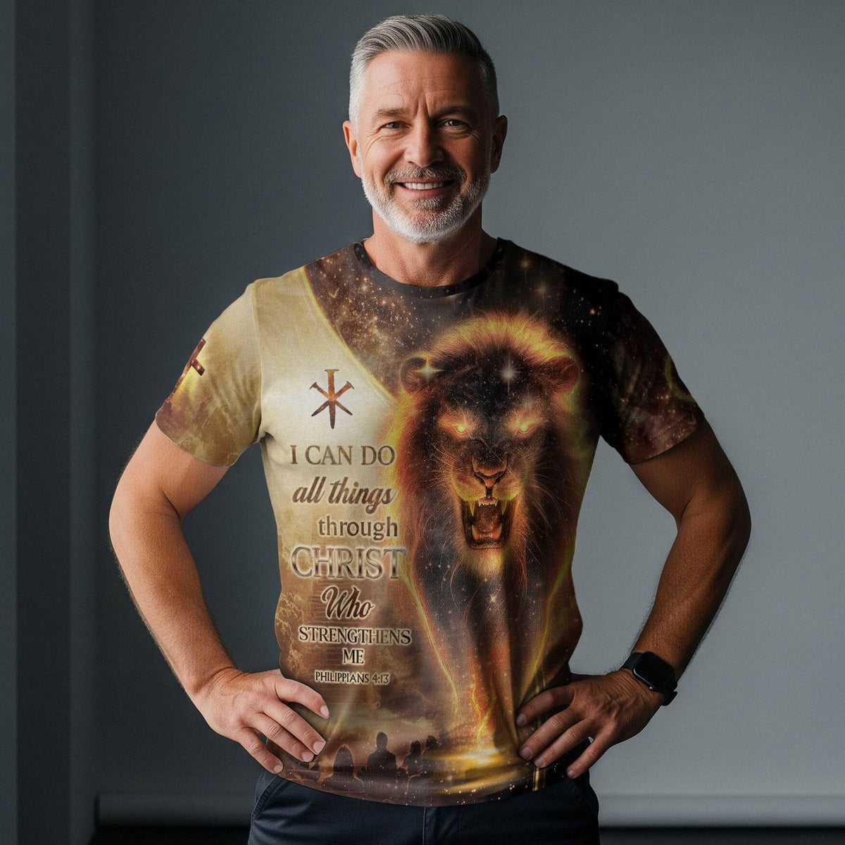 I Can Do All Things Through Christ Lion & Cross T-Shirt