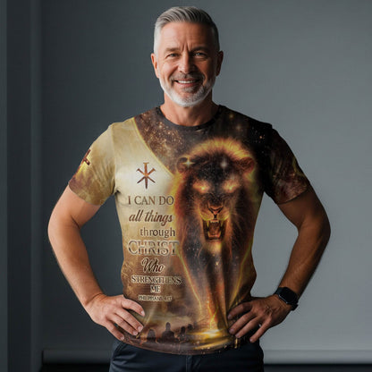 I Can Do All Things Through Christ Lion & Cross T-Shirt