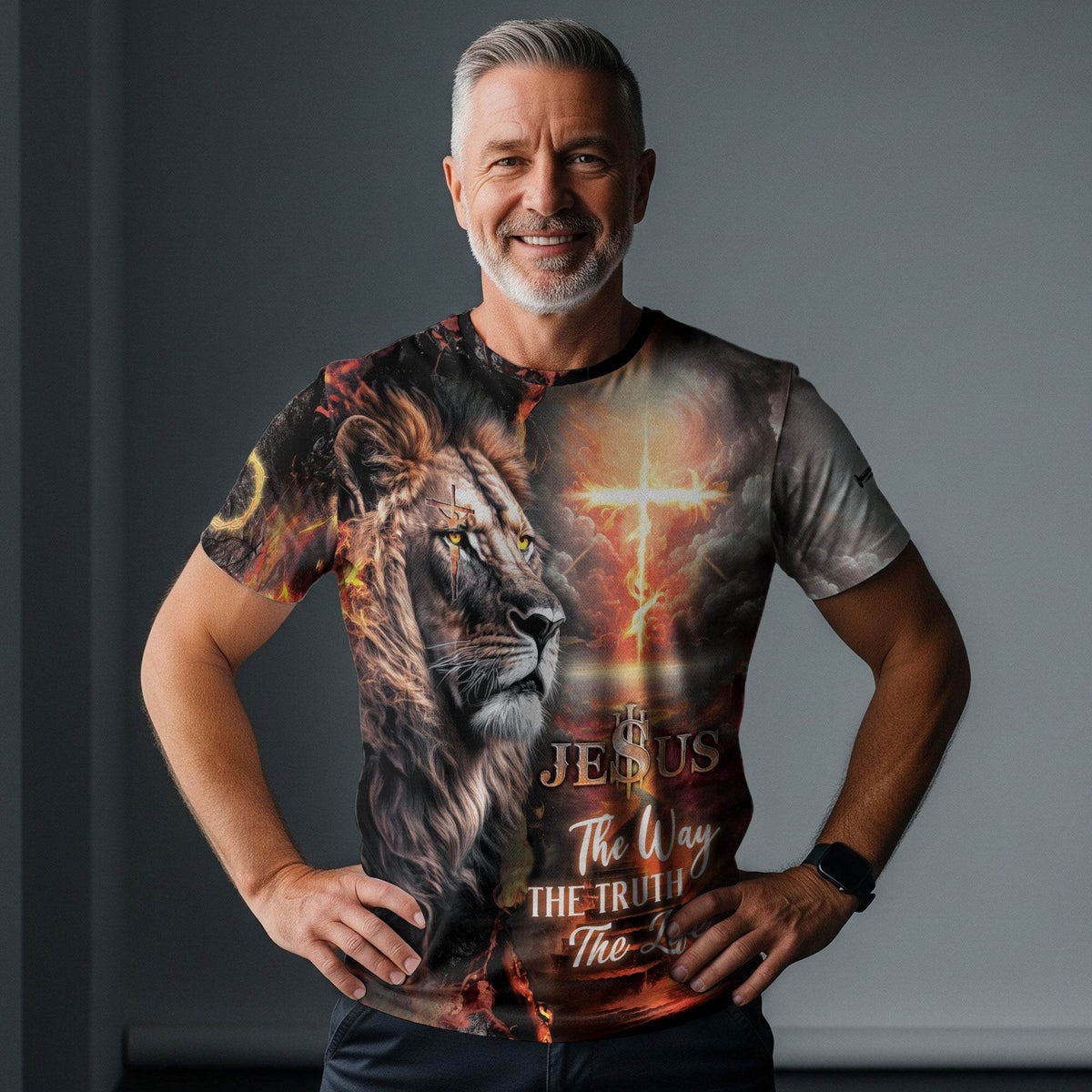 Jesus The Way The Truth The Life Lion Cross T-Shirt