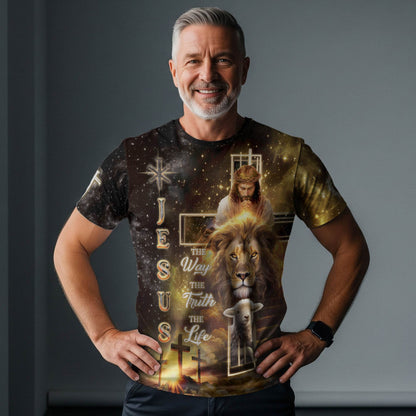 Jesus The Way The Truth The Life Cross Lion Lamb T-Shirt