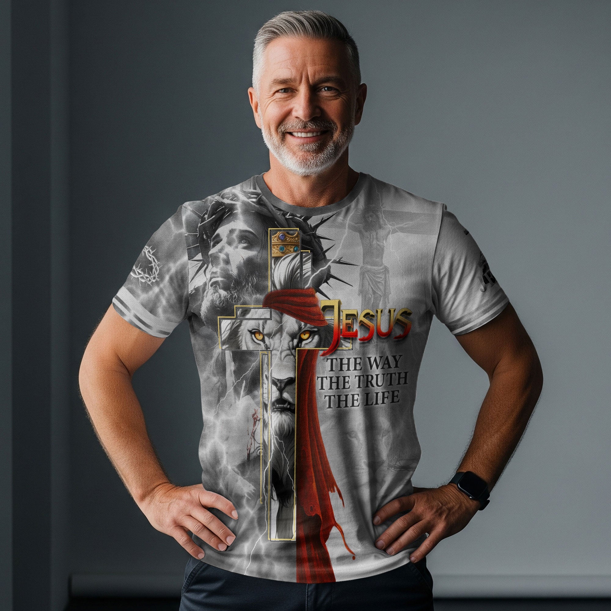 Jesus The Way The Truth The Life Lion Crown Christian T-Shirt