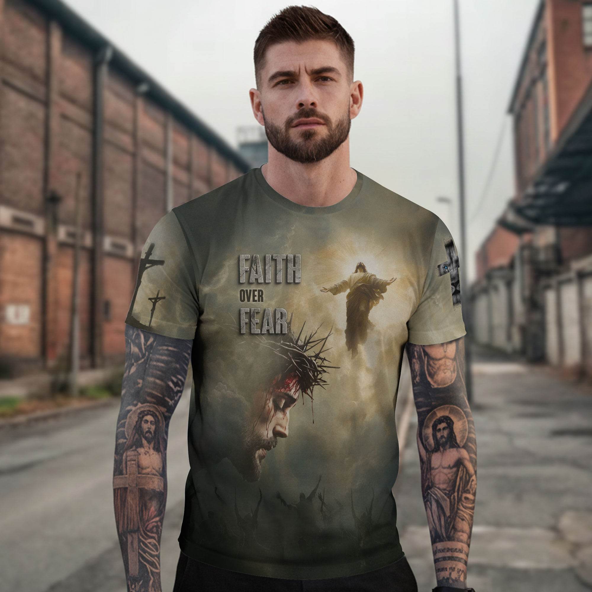 Faith Over Fear Jesus Crown of Thorns T-Shirt