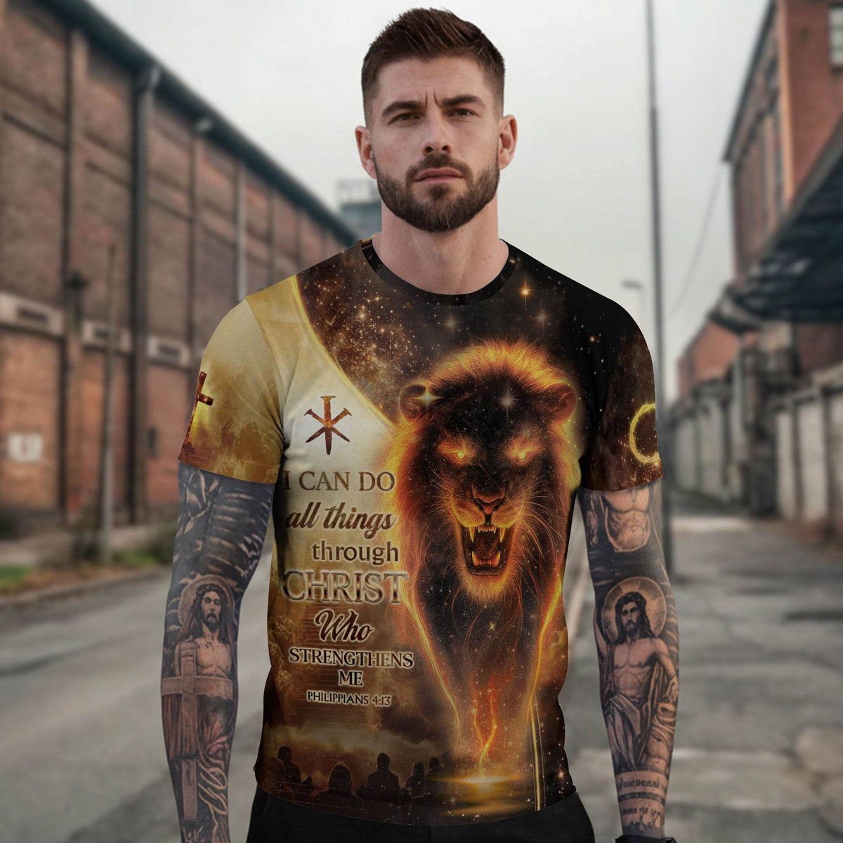 I Can Do All Things Through Christ Lion & Cross T-Shirt
