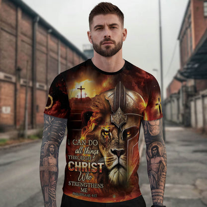 I Can Do All Things Through Christ Lion Warrior Cross T-Shirt