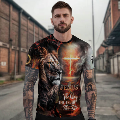 Jesus The Way The Truth The Life Lion Cross T-Shirt