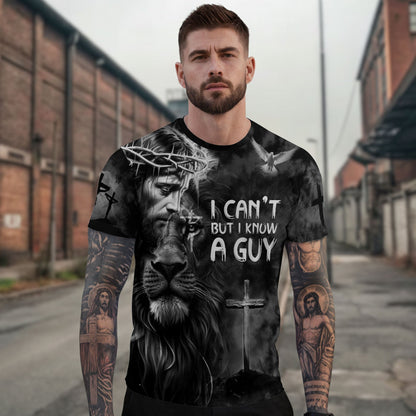 I Can’t But I Know A Guy Jesus Cross Lion Of Judah Black And White Christian T-Shirt