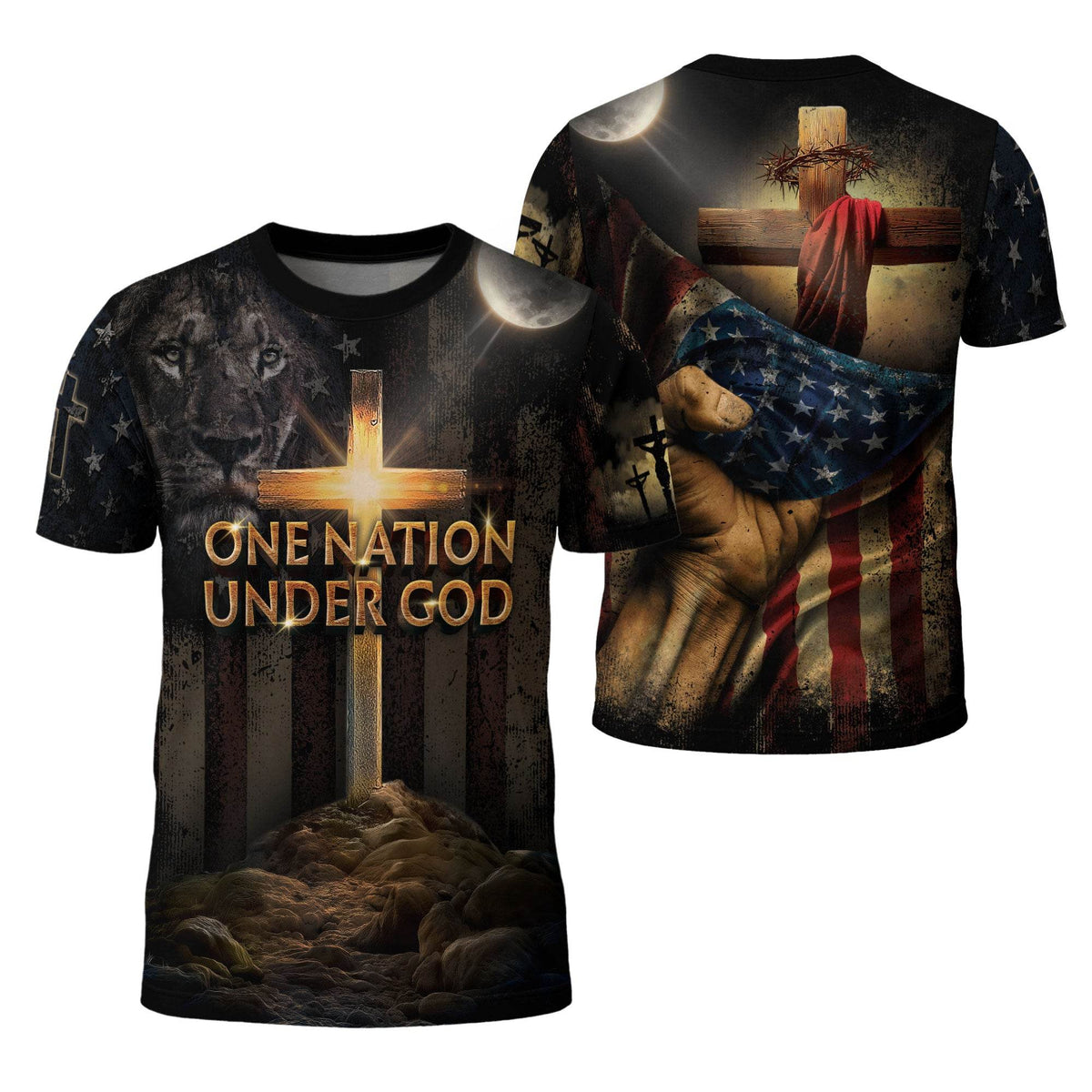 One Nation Under God | Cross of Glory & Lion in Shadow Tee