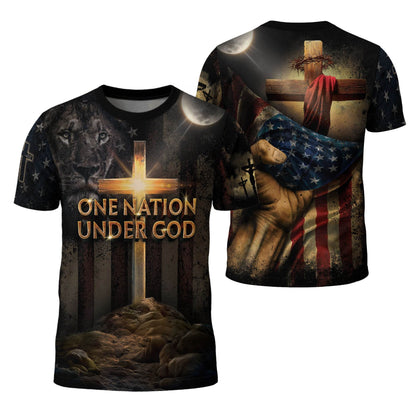 One Nation Under God | Cross of Glory & Lion in Shadow Tee