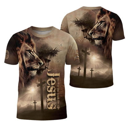 Jesus: The Way, The Truth, The Life | Faith-Driven Lion Design T-Shirt