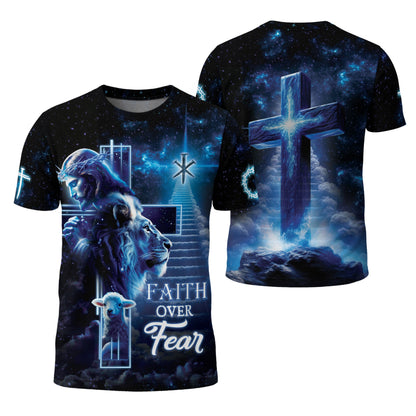 Faith Over Fear – Heaven’s Lion, Lamb & Cross Vision T-Shirt