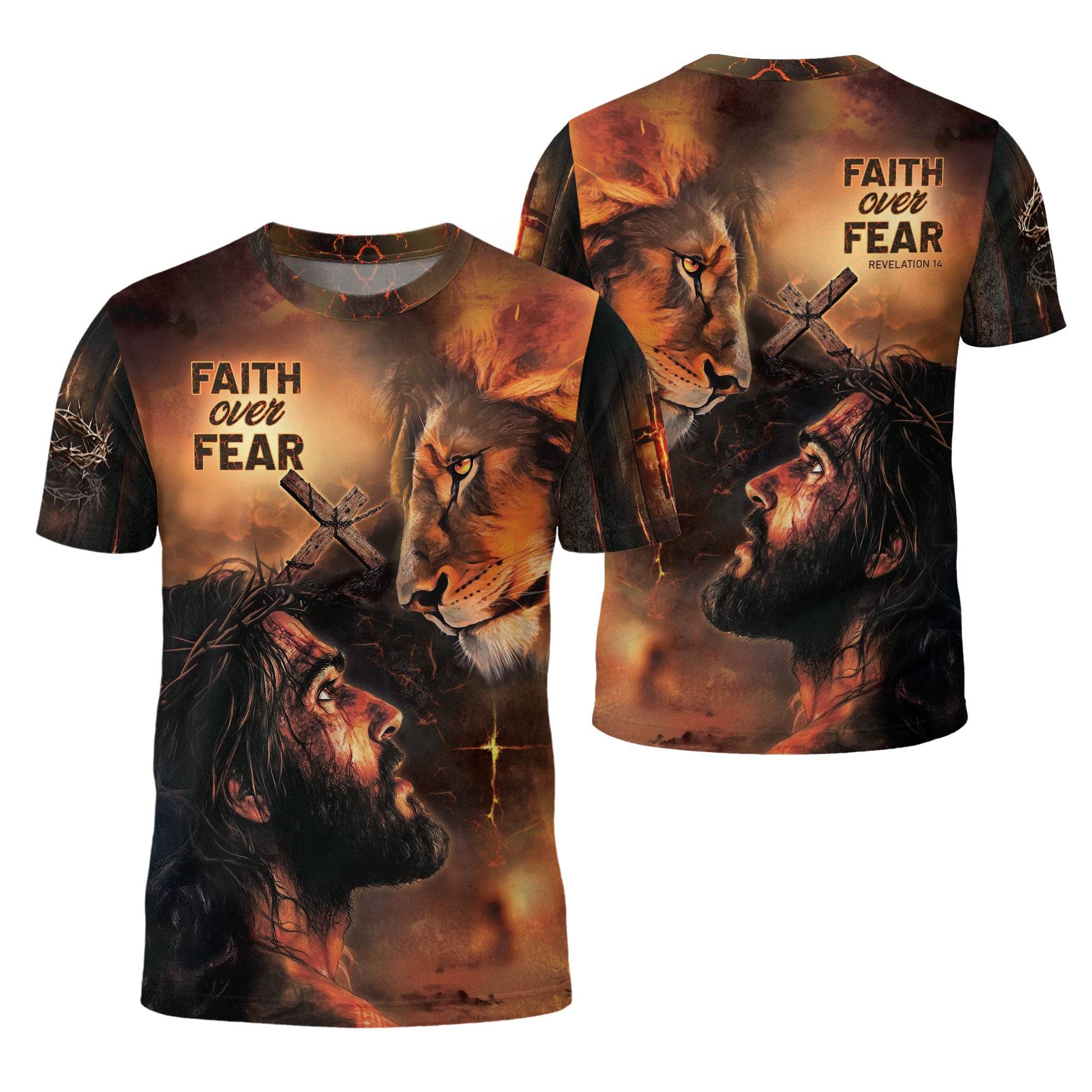 Faith Over Fear Shirt – Jesus, Lion Christian T-Shirt for Bold Believers