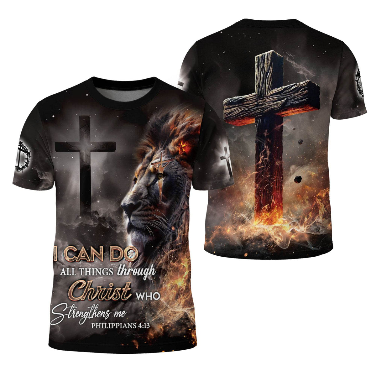 I Can Do All Things Through Christ Lion and Cross T-Shirt