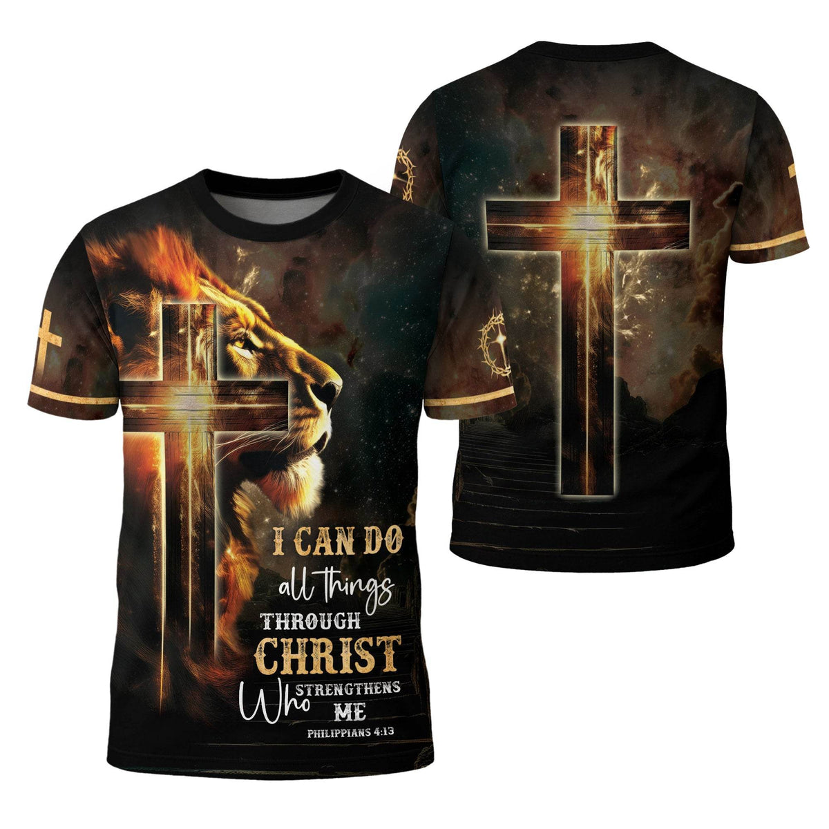 Lion of Judah with Fiery Cross “I Can Do All Things” T-Shirt