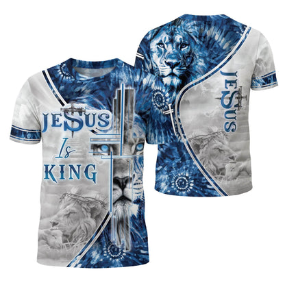 Blue Eyed Lion Of Judah "Jesus Is King" Religious T-Shirt